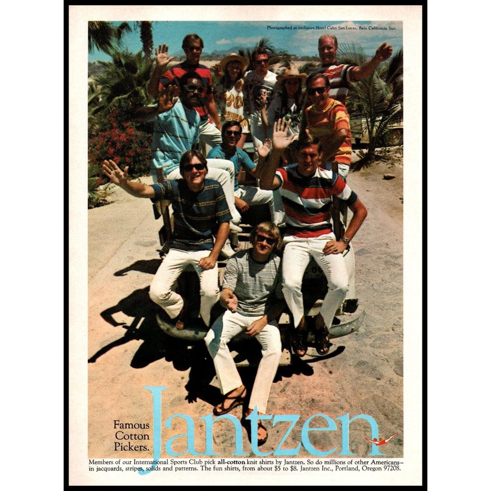 1971 Jantzen Shirts Vintage Print Ad 70s Fashion Hotel Cabo San Lucas Wall Art
